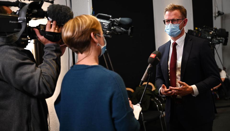 Pressebriefing om restriktioner på transportområdet <i>Philip Davali/Ritzau Scanpix</i>