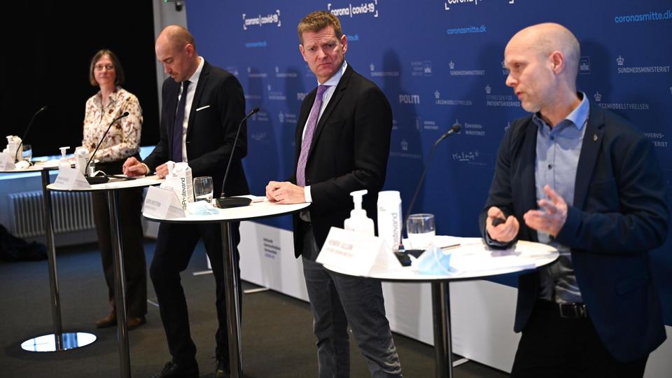 Sundhedsministeriet afholder pressemøde om coronasituationen <i>Philip Davali/Ritzau Scanpix</i>