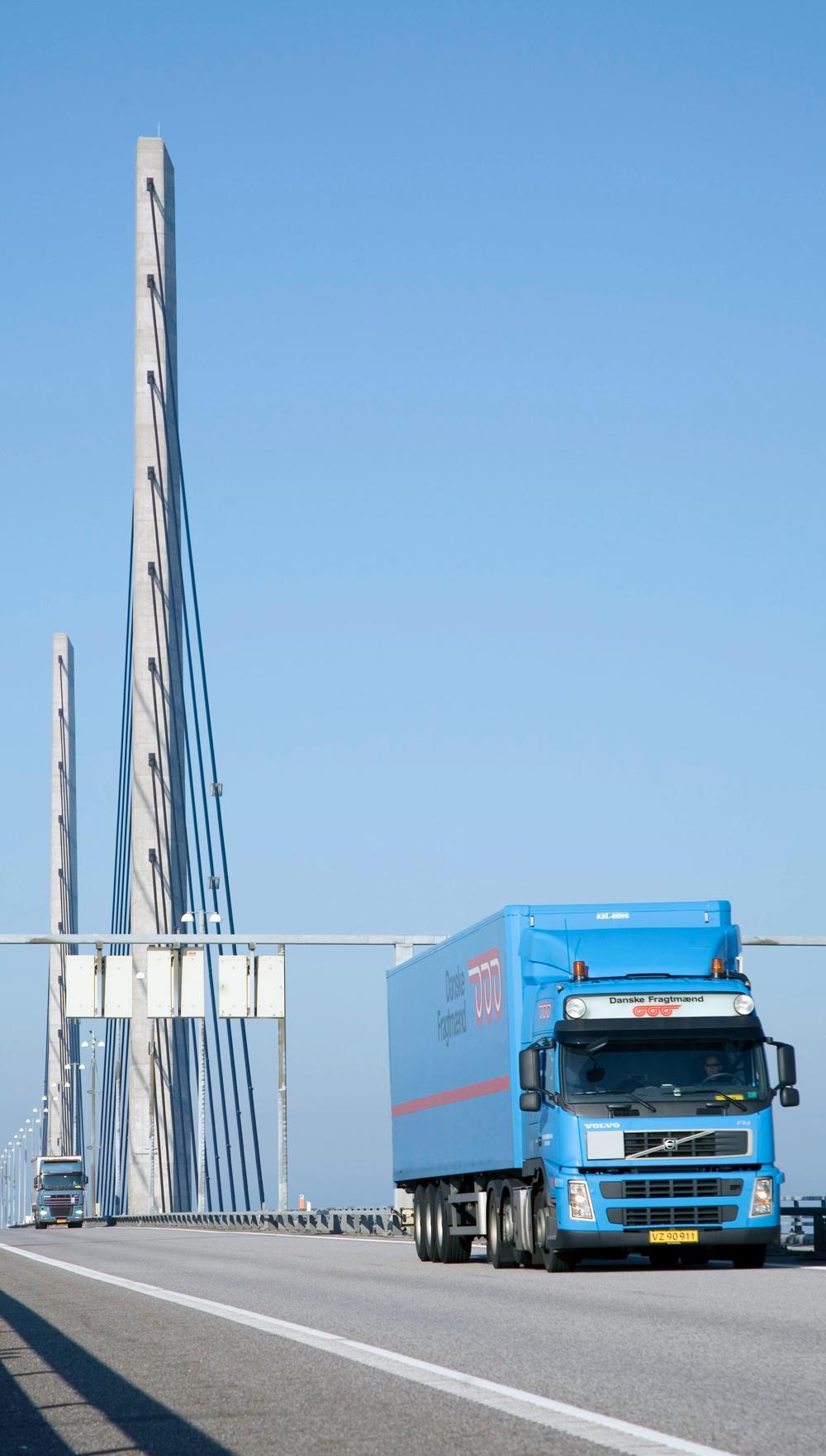 Knap 730.000 lastbiler passerede Øresundsbron sidste år. (foto: Danske Fragtmænd) Knap 730.000 lastbiler passerede Øresundsbron sidste år. (foto: Danske Fragtmænd)