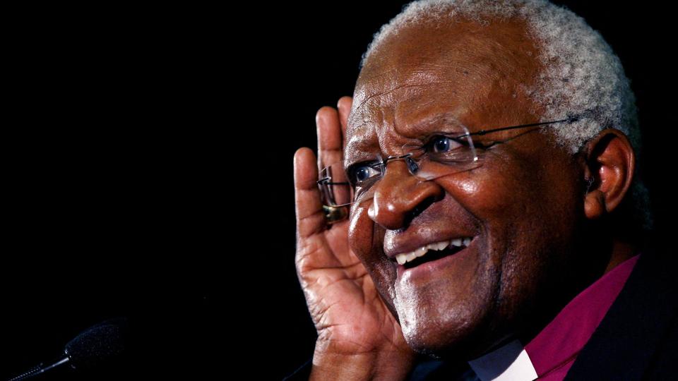 FILE PHOTO: Archbishop Desmond Tutu gestures at the launch of a human rights campaign marking the 60th anniversary of the signing of the Universal Declaration of Human Rights <i>Mike Hutchings/Reuters</i>