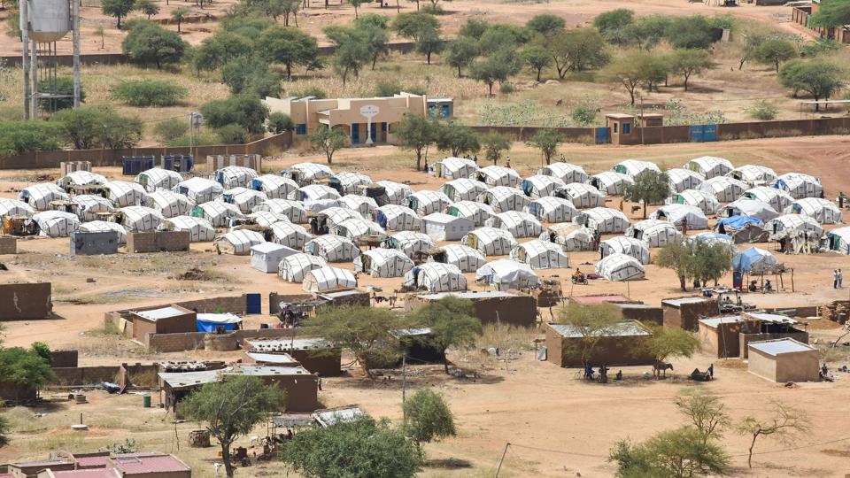 Internally displaced persons'' tents are seen from the helicopter, on the outskirts of Sebba <i>Anne Mimault/Reuters</i>