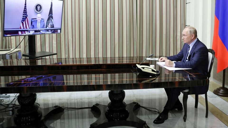 FILE PHOTO: Russian President Vladimir Putin holds talks with U.S. President Joe Biden via a video link in Sochi <i>Sputnik/Reuters</i>