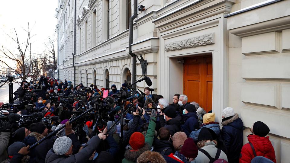 Russian court considers the closure of the International Memorial human rights group in Moscow <i>Evgenia Novozhenina/Reuters</i>