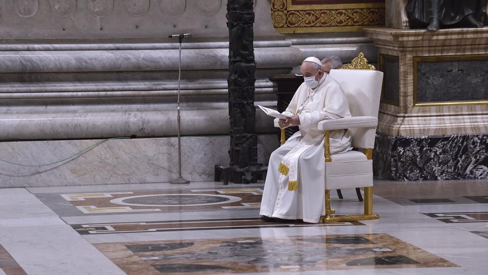 Pope Francis celebrates the Vespers and Te Deum <i>Stefano Spaziani/Ritzau Scanpix</i>