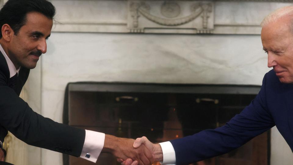 U.S. President Joe Biden holds a bilateral meeting with Qatar''s Emir Sheikh Tamim bin Hamad al-Thani <i>Leah Millis/Reuters</i>