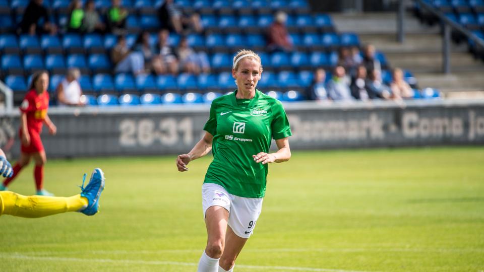 Camilla Kur er topscorer i Gjensidige Kvindeligaen efter et hattrick mod FC Nordsjælland. <i>Arkivfoto: Kim Dahl Hansen</i>