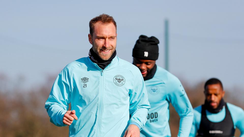 Christian Eriksen har i denne uge trænet med sine nye holdkammerater i Brentford. <i>obfcp.co.uk/Mark D Fuller/Free</i>