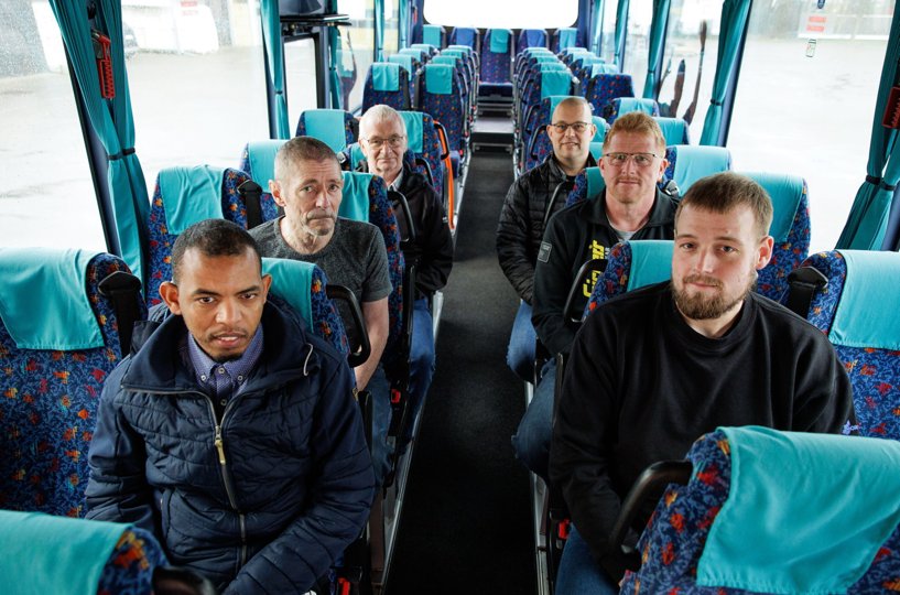 De seks frustrerede kursister. Forreste række fra venstre: Mehari Dobesay, Stefan Østermark, i midten Stig Andersen, Preben Gregersen, bagest Hans Krogsgaard, Ole Bak.