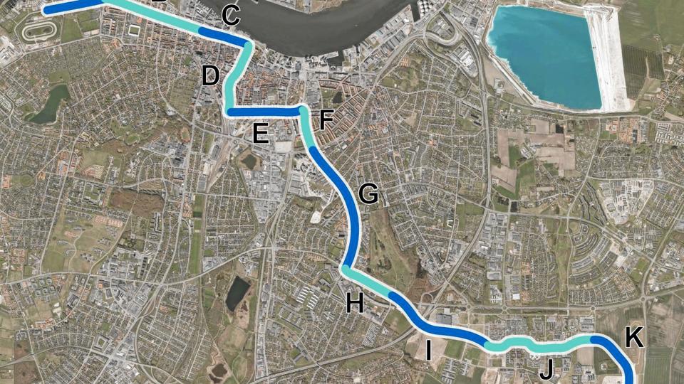 BRT-forbindelsen er opdelt i 11 delstrækninger, hvoraf de 10 er omfattet af forslaget til en lokalplan.
