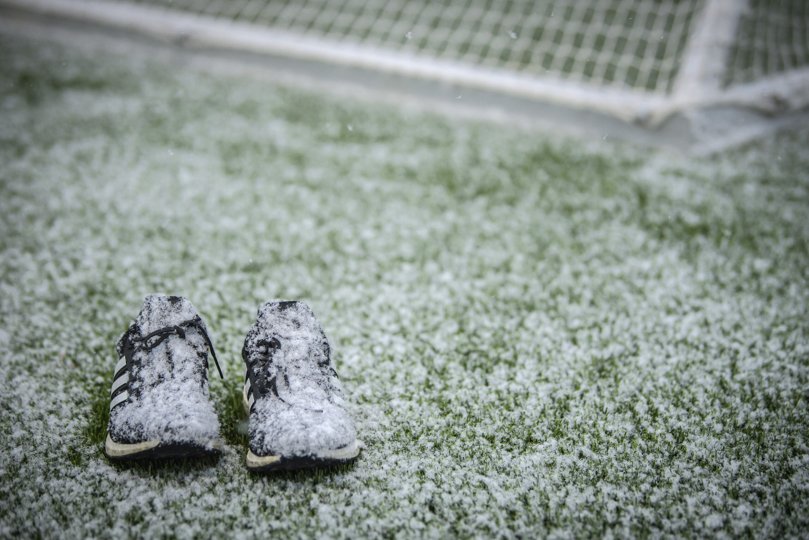 Spillernes sko var på det nærmeste blevet til "snesko". Foto: Martin Damgård