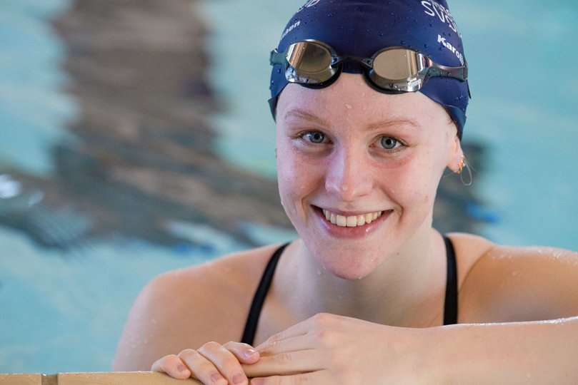Karoline Sørensen fra Thisted Svømmeklub hentede guld i 200 meter rygsvømning. Arkivfoto: Bo Lehm <i>Bo Lehm</i>