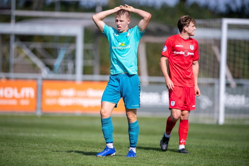 Daniel Mortensen og Jammerbugt FC blev kørt over i anden halvleg i Nykøbing. Arkivfoto: Torben Hansen