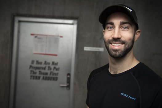 Til sommer udløber Pierre-Olivier Morins kontrakt i Aalborg, men piraterne har stadig en interesse for hockeyspilleren. <i>Foto: Claus Søndberg</i>