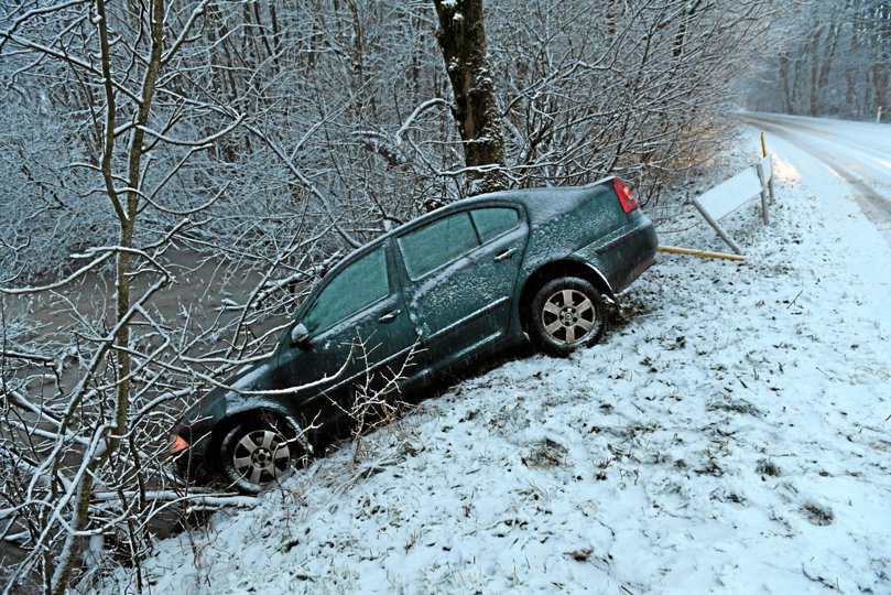 Denne bil kom på afveje ved Mejlby. Foto: Jan Pedersen