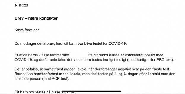 Mange nordjyske skolebørn får i øjeblikket brev med hjem, som fortæller, at der er konstateret smitte i klassen. Privatfoto <i>Foto: Claus Søndberg</i>