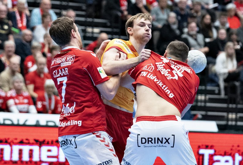 Mathias Gidsel og GOG leverede et flot comeback mod Aalborg Håndbold og fik uafgjort. Foto: Henning Bagger/Scanpix <i>Ritzau Scanpix</i>