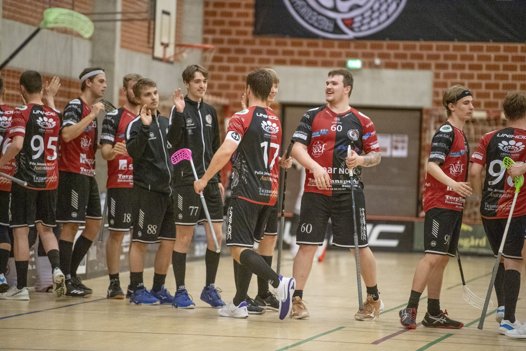 Hjememholdet fra Frederikshavn Blackhawks var suveræne i DM-semifinalen. Foto: Henrik Louis <i>Foto:Henrik Simonsen</i>