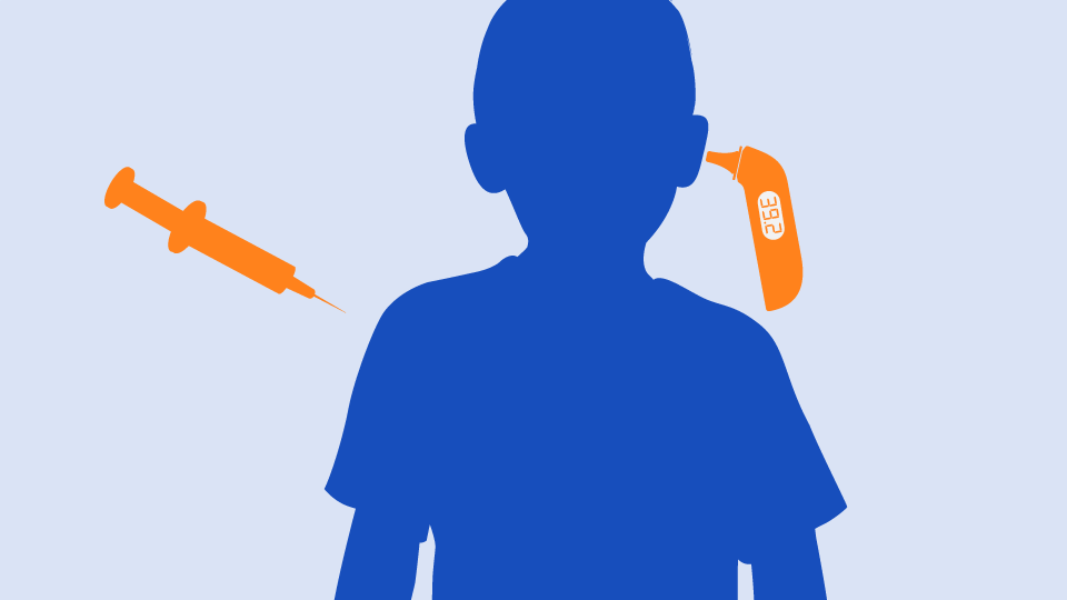 Feber og hovedpine er normale bivirkninger efter vaccination - men hvornår skal man reagere? Få overlæge Henrik Nielsens gode råd. Grafik: Christian Made Hagelskjær