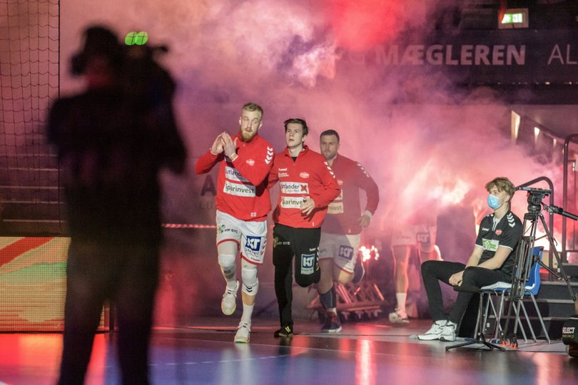 René Antonsen løber her ind til den dramatiske semifinale mod GOG. Foto: Martin Damgård