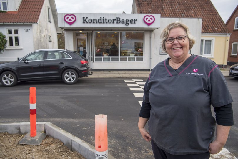 Den lange periode med vejarbejde er gået udover omsætningen hos KonditorbagerBirk. <i>Foto: Kim Dahl Hansen</i>