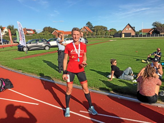 Kirsten Østergaard fra Mors slog ny personlig rekord på den 100 kilomter lange strækning under Ultraløbet Ringkøbing Fjord Rundt. Privatfoto