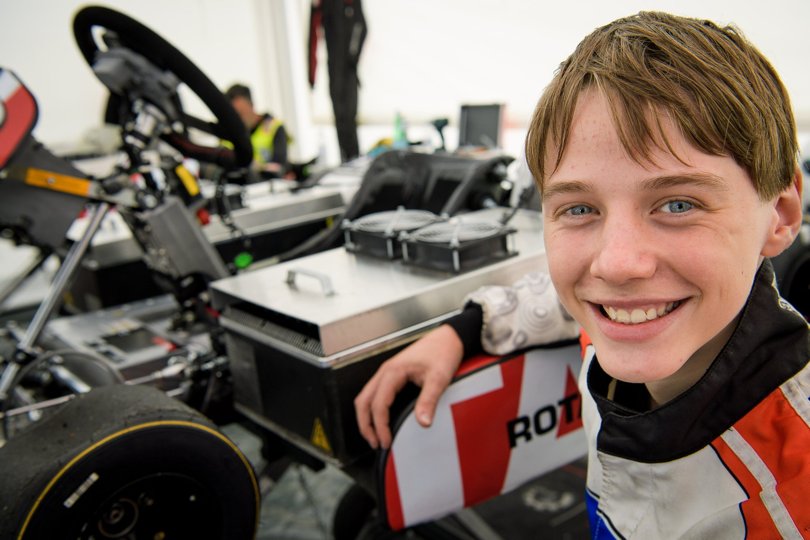 14-årige Malte Ebdrup fra Farsø stillede op i - og vandt med - denne e-kart, der er en prototype, som der kun findes 22 af i verden.
