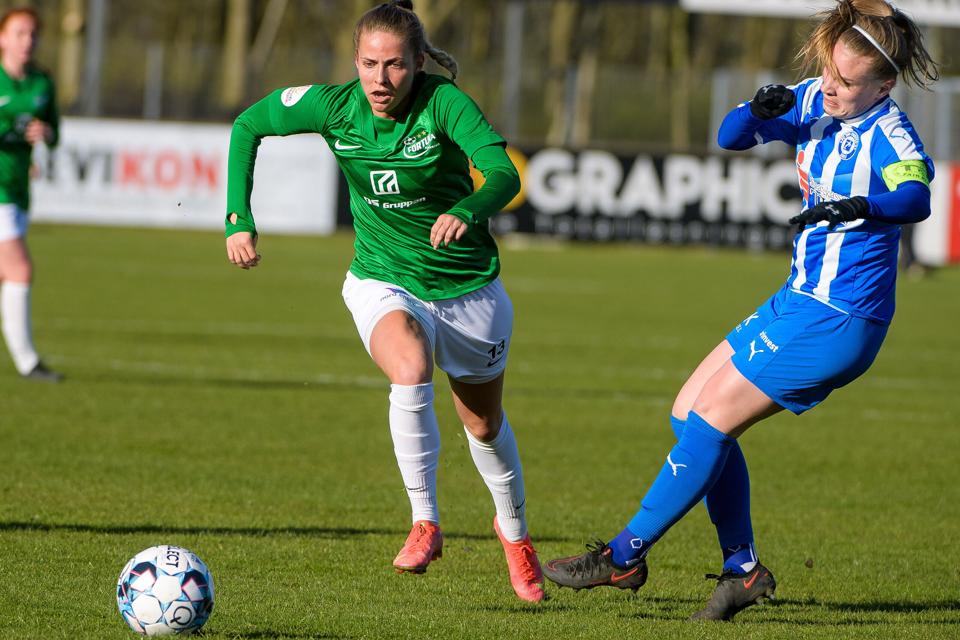 Olivia Møller Holdt nettede to gange i forbindelse med Fortuna Hjørrings 2-1-sejr mod FC Thy-Thisted Q lørdag eftermiddag. Arkivfoto: Bo Lehm <i>Bo Lehm</i>