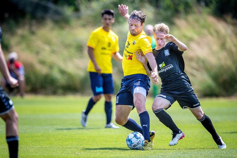 Pål Kirkevold bragte Hobro foran i lørdagens træningskamp mod Jammerbugt. Foto: Torben Hansen