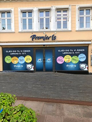 Lørdag 17. juli åbner Premier Is sin første flagskibsbutik på Store Torv 5 i Thisted. Privatfoto