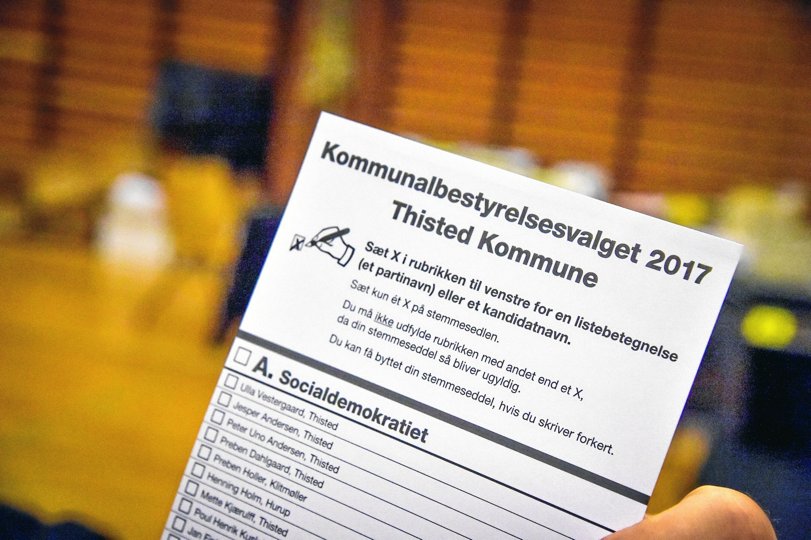 Ved valget i 2017 var der 11 lister og 87 kandidatnavne på stemmesedlen til kommunalvalget i Thisted Kommune. I år er der 12 lister med 81 kandidater. Arkivfoto: Ole Iversen