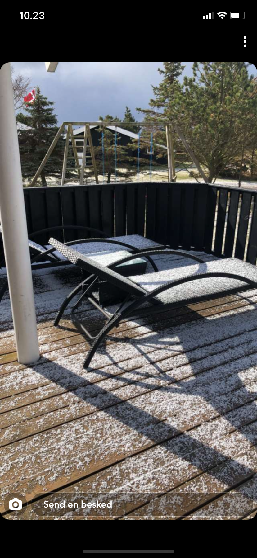Sådan så det ud i Sæby mandag formiddag. Foto: Anette Knygberg Poulsen