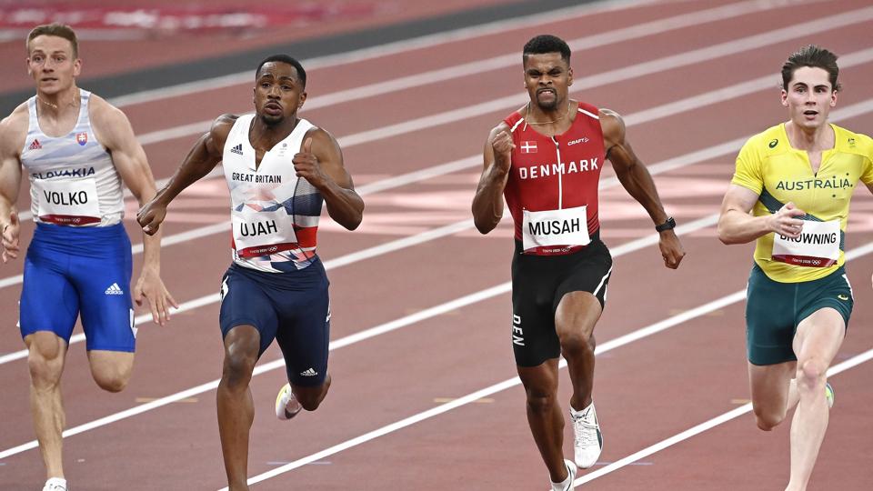 Kojo Musah (nummer to fra højre) er en af de syv danske atleter, der kan glæde sig over den ekstra OL-støtte fra DIF. <i>Lars Møller/Ritzau Scanpix</i>