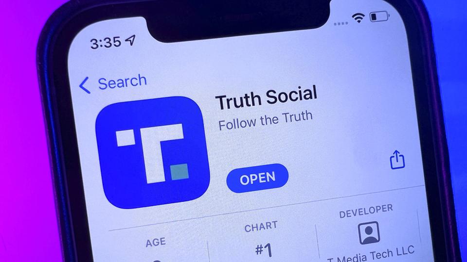 Mandag eftermiddag dansk tid er Truth Social den mest downloadede app i Apples App Store i USA. (Arkivfoto). <i>Christoph Dernbach/Ritzau Scanpix</i>