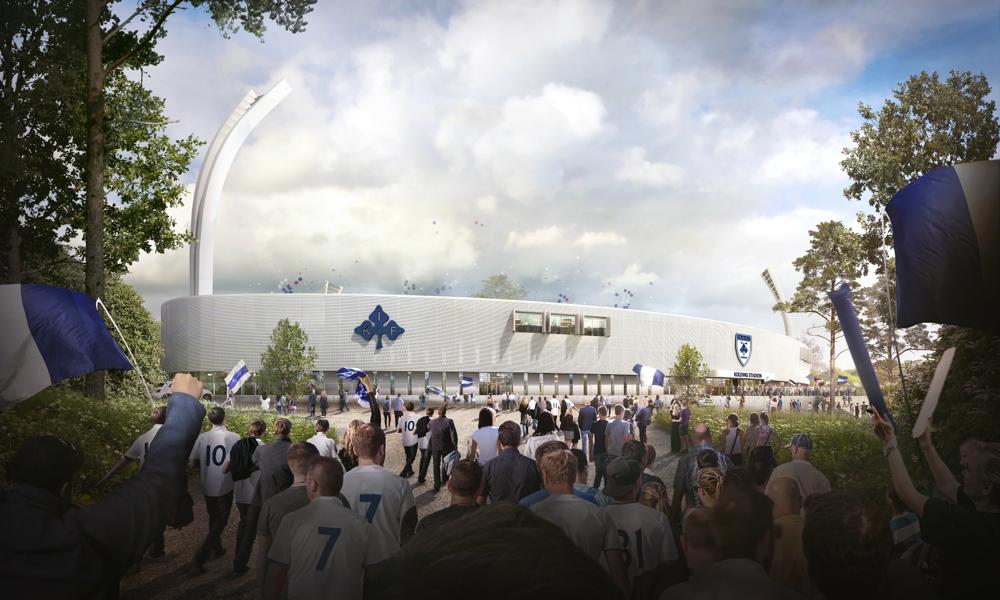 Første etape i stadionplanerne er en ny vesttribune med plads til cirka 2.100 tilskuere. Første etape i stadionplanerne er en ny vesttribune med plads til cirka 2.100 tilskuere.