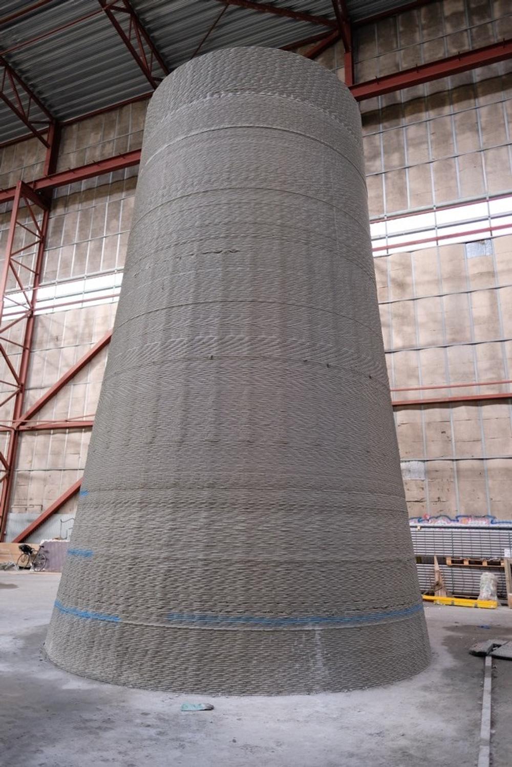 3D-printet prototype af vindmølletårn på 10 meter. Foto/Cobod.
