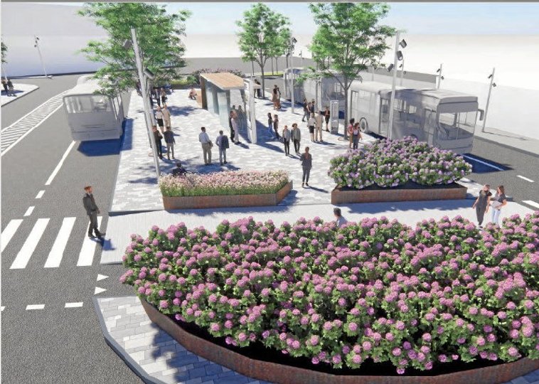 Byggeriet af bus-øen går i gang til foråret. Illustration: Brønderslev Kommune