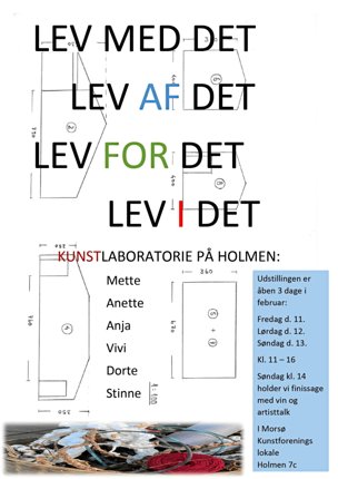 Stinne Møller-Hansens plakat for kunstlaboratoriet 5.-13. februar i Morsø Kunstforening.