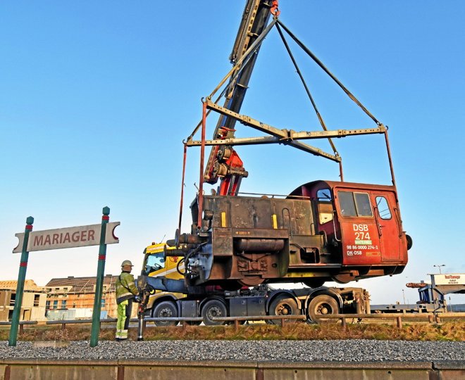 Köf-Traktor 274 ankommer i en moden alder til sin nye arbejdsgiver i Østhimmerland.  Privatfoto