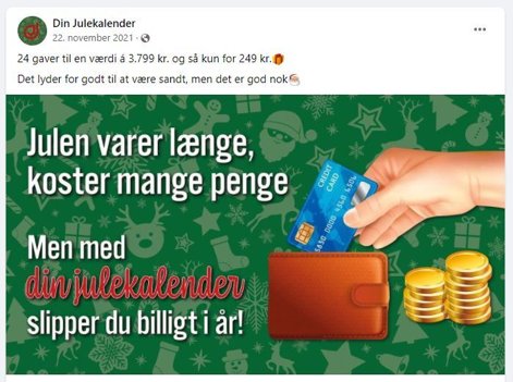 Screenshot fra facebooksiden, hvor køberne blev lovet, at de slap billigt i år. Måske det er et definitionsspørgsmål?