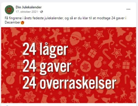 Screenshot fra Facebook, hvor de mange brugere var blevet lovet 24 gaver - og det var ifølge medstifter Emil Kjær også det, de fik i form af gavekort.