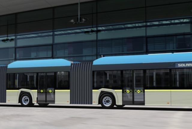 Sådan kommer den nye Plusbus til at se ud. I alt er der blevet bestilt 14 styk. Illustration: Aalborg Kommune/Solaris