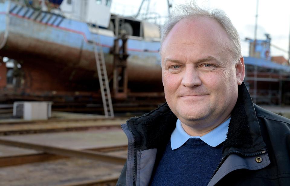 Jesper Faurholt Jensen, administrerende direktør på Jobi Værft, der glæder sig over, at værftet de kommende år skal vedligeholde 30 fartøjer fra Marinehjemmeværnet. <i>Arkivfoto: Lars Pauli</i>