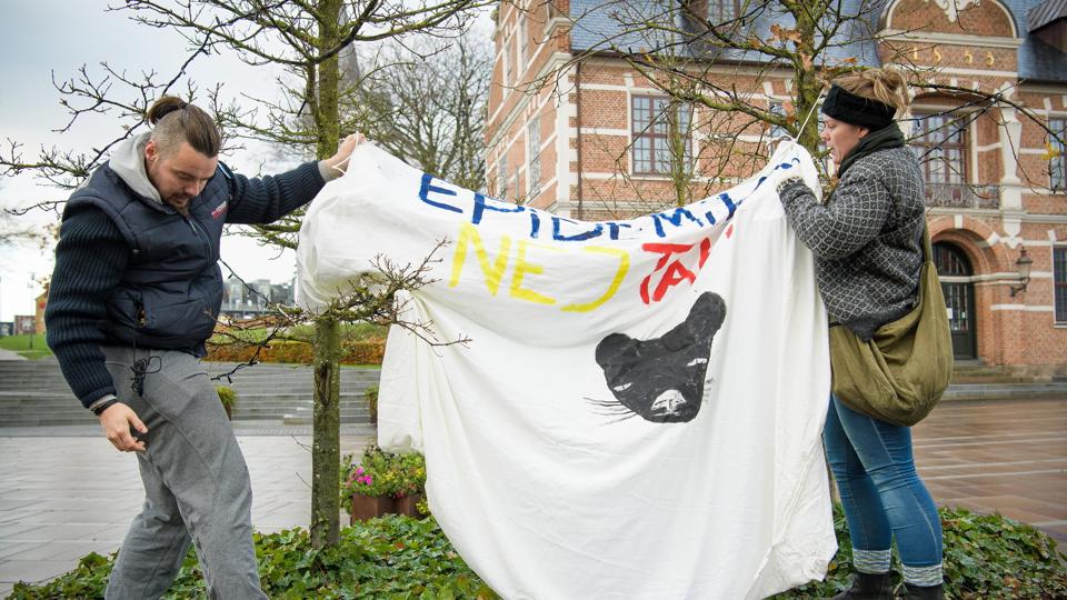 Demonstration for minkavlere og mod den nye epidemilov. Politikere,  demonstrationens arrangør, Heidi Jensen.  Foto: Bo Lehm