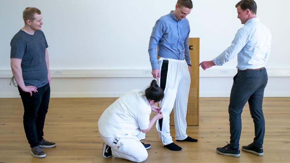 Mikkel, Annelie, Thomas og Valdemar har udviklet et tilbud til patienter, der har fået anlagt et kateter. Foto: Kim Dahl Hansen. <i>Kim Dahl Hansen</i>