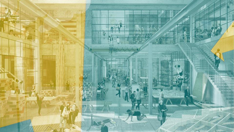 Unge arkitekter bør matches med ældre arkitekter på projekter, mener arkitekt Jonas Snedevind Nielsen. Her visualisering af den kommende arkitektskole i Aarhus, som han er medarkitekt på. Foto: Vargo Nielsen Palle og ADEPT