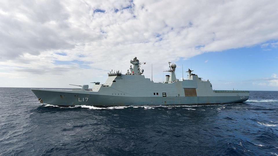Fregatten "Esbern Snare" blev i efteråret sendt til havet ud for Vestafrika for at bekæmpe pirater. Indsatsen førte til en blodig kamp i Guineabugten i slutningen af november. (Arkivfoto). <i>Marthe Brendefur/Ritzau Scanpix</i>