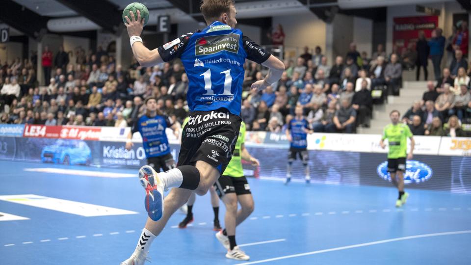 Højrefløjen Lasse Pedersen skød med skarpt i pokalkamp for Mors-Thy. Arkivfoto: Henrik Louis <i>Foto: Henrik Louis</i>