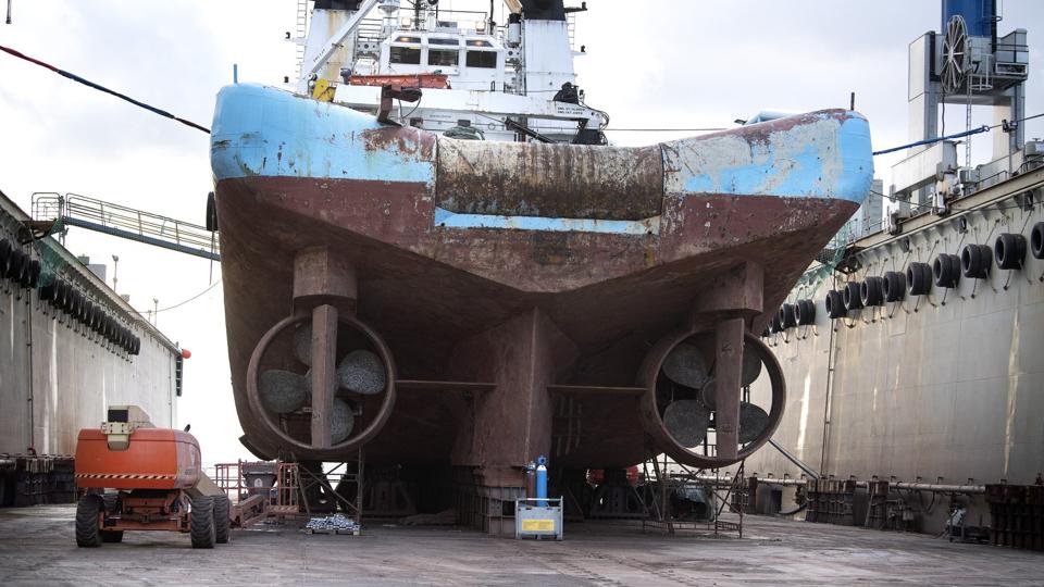 For et år siden blev den nye flydedok taget i brug - nu følger et kæmpe rør og maskinværksted. Arkivfoto: Claus Søndberg