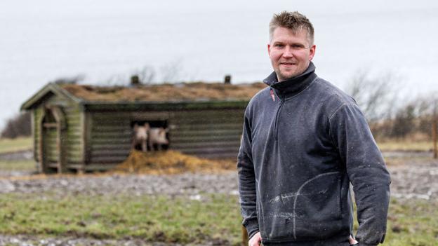 Emil Jacobsen vil i samarbejde med sin far Ole Jacobsen åbne en slagterbutik i Nykøbing, hvor de sælger kød af egne frilandsgrise fra gården i Flade. Foto: Bo Lehm <i>Bo Lehm</i>