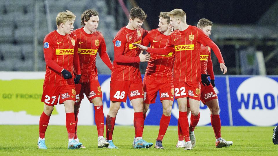 FC Nordsjællands spillere havde uvant meget at juble over mandag aften. <i>Bo Amstrup/Ritzau Scanpix</i>